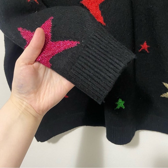 Dolce & Gabbana Black Star Print V-Neck Wool Sweater Size Small - Picture 3 of 8